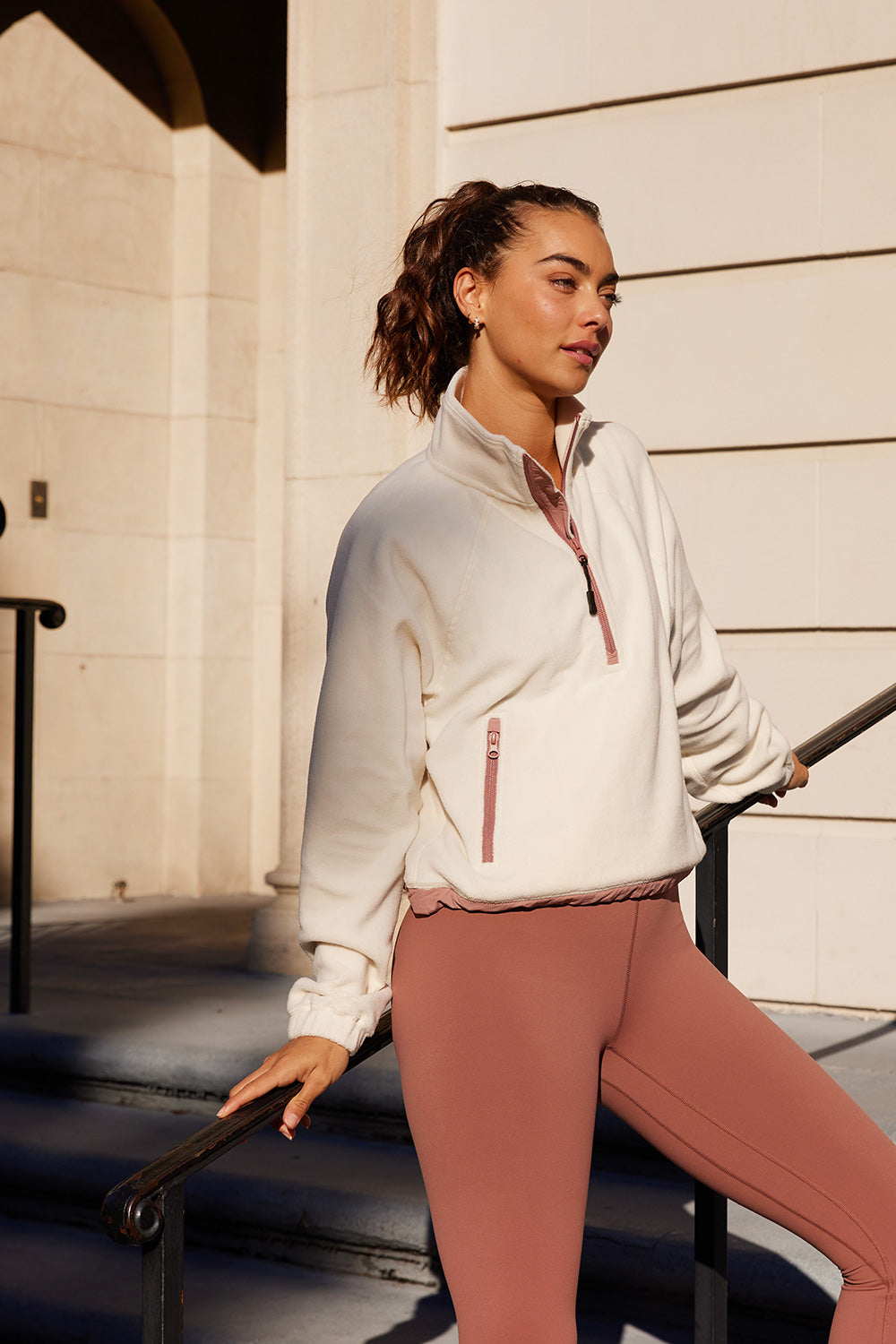 Cream Yoga - Stacey polar fleece half-zip pullover