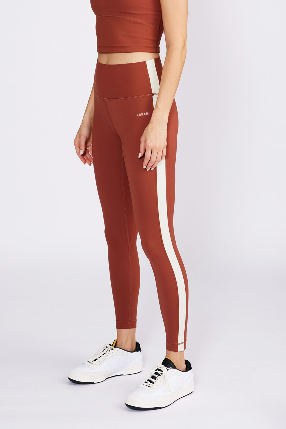 Cream Yoga - Hana 7/8 side stripe legging rust