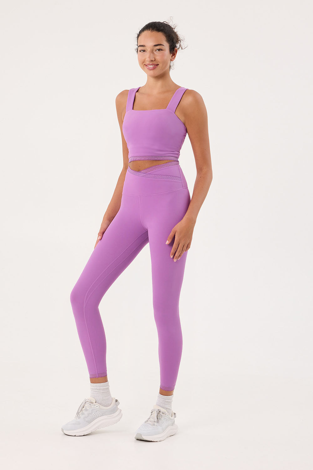 Cream Yoga - Lena overlap waistband leggings lilac