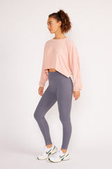 Alexa oversize long sleeve crop top powder pink