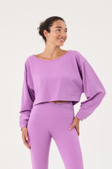 Alexa oversized sleeve crop top lilac
