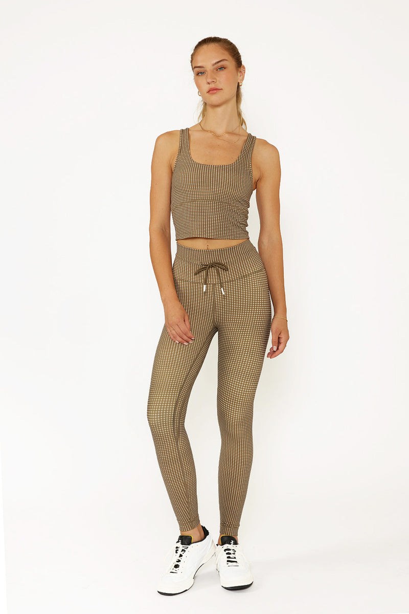 Cream Yoga - Aria 7/8 Legging Olive Gingham