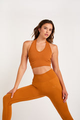 Cream Yoga - Ciara halter bra tank caramel