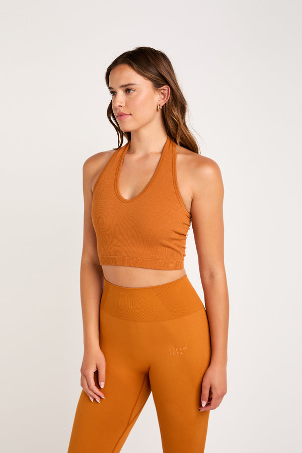 Ciara halter bra tank caramel