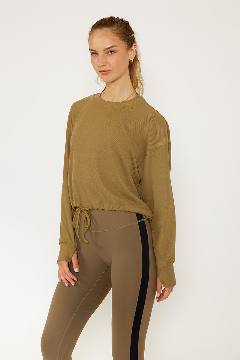 Clover long-sleeve cropped tee army green