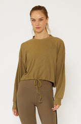 Cream Yoga - Clover long-sleeve cropped tee army green