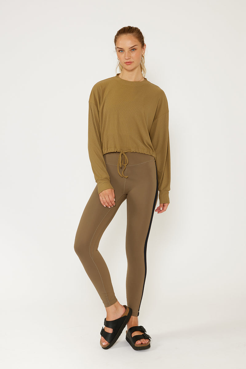 Clover long-sleeve cropped tee army green