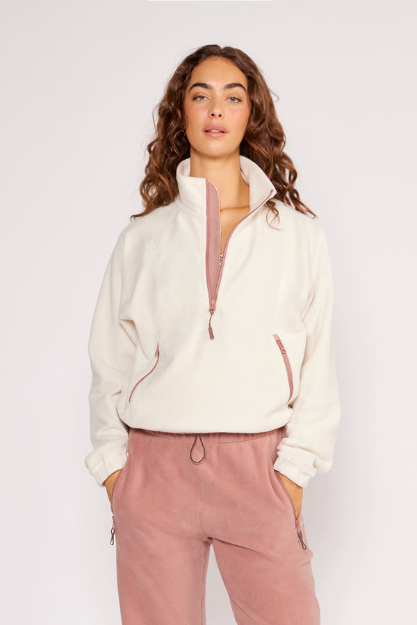 Cream Yoga - Stacey polar fleece half-zip pullover