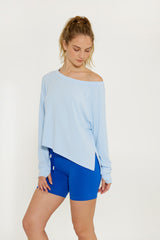 Fare off-shoulder long-sleeve top sky