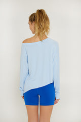 Fare off-shoulder long-sleeve top sky