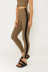 Hana 7/8 side stripe legging army green