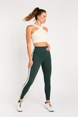 Cream Yoga - Hana 7/8 side stripe legging emerald