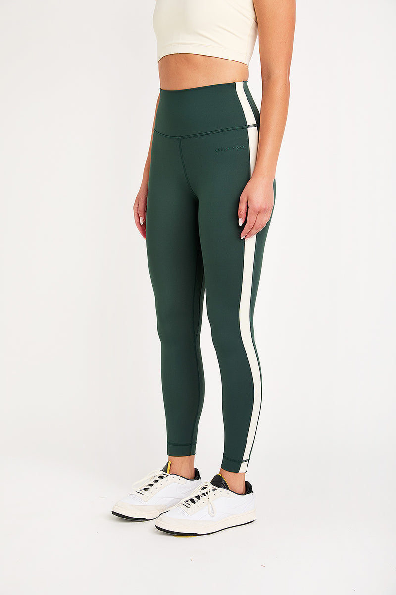 Hana 7/8 side stripe legging emerald