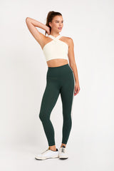 Hana 7/8 side stripe legging emerald
