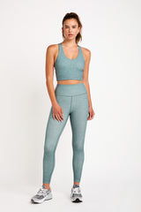 Cream Yoga - Hana 7/8 side stripe legging heather mint