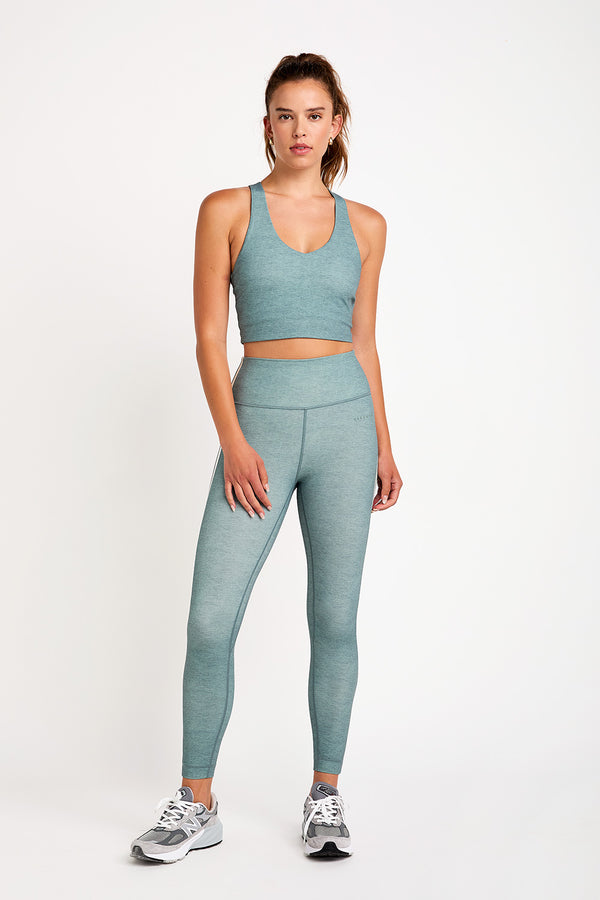 Cream Yoga - Hana 7/8 side stripe legging heather mint