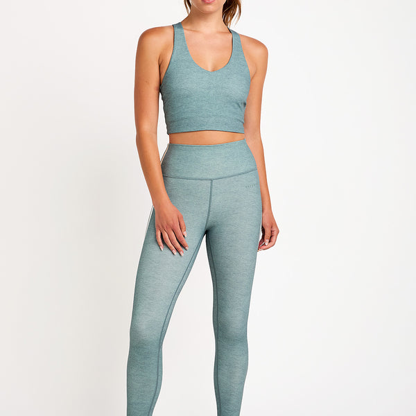 Cream Yoga - Hana 7/8 side stripe legging heather mint