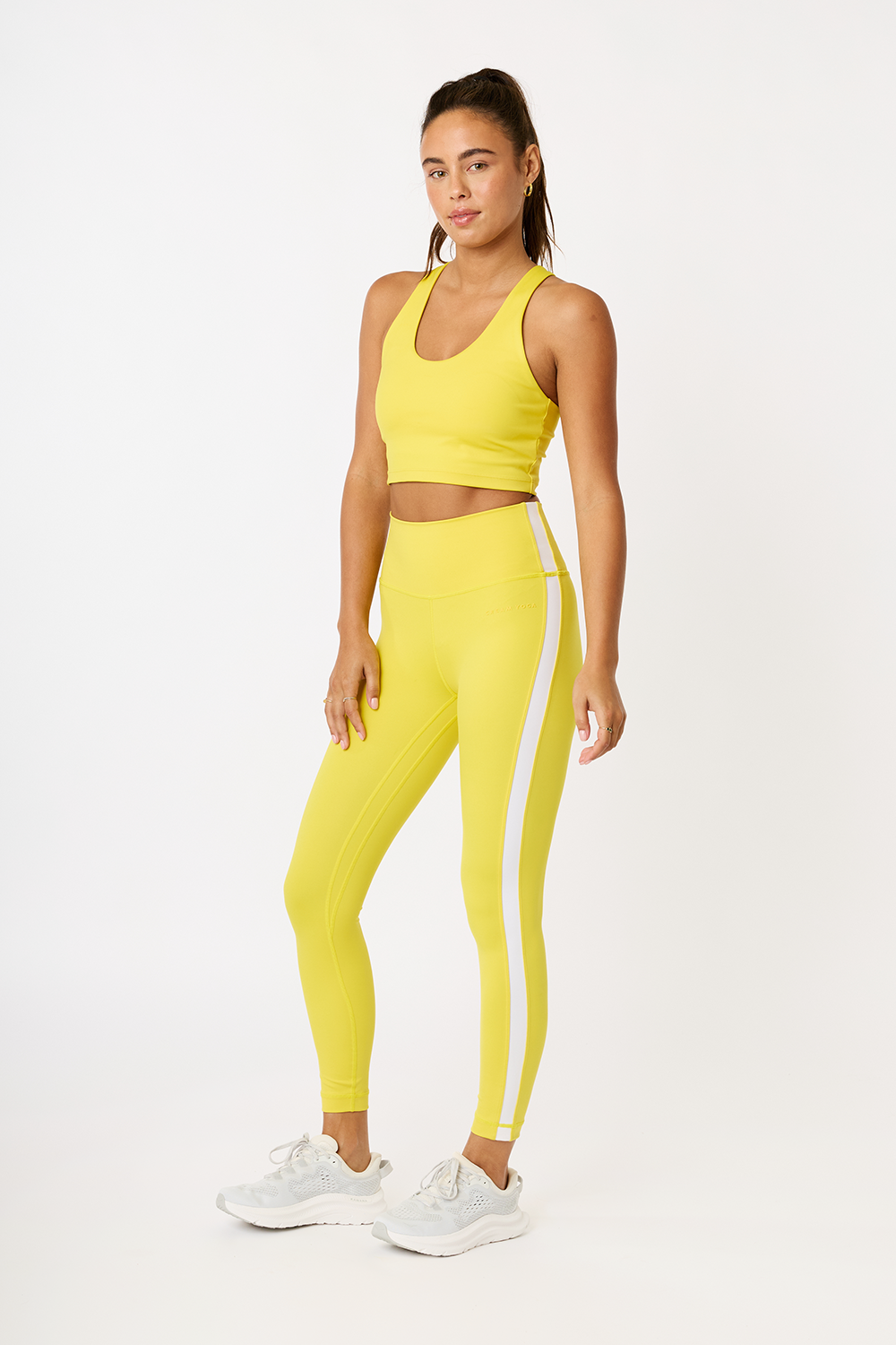 Cream Yoga - Hana 7/8 side stripe leggings lemon