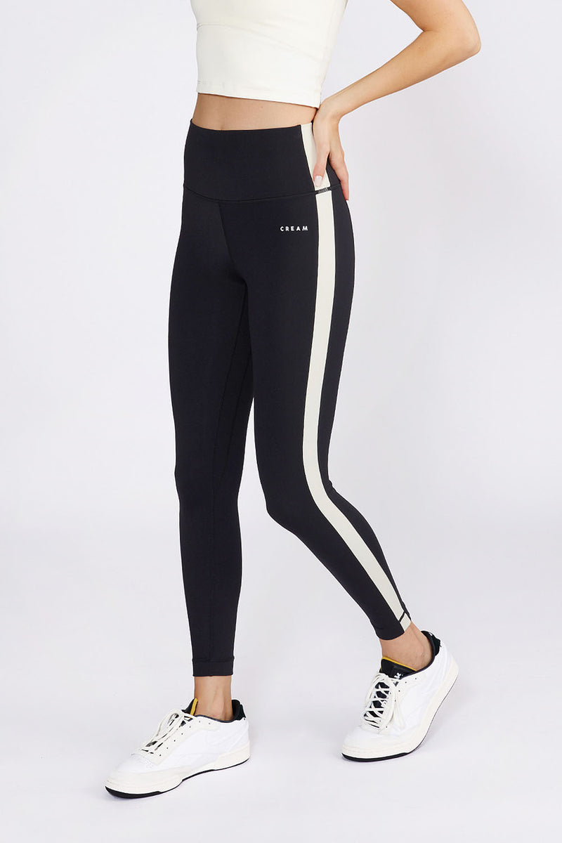 Hana 7/8 side stripe legging black – Cream Yoga