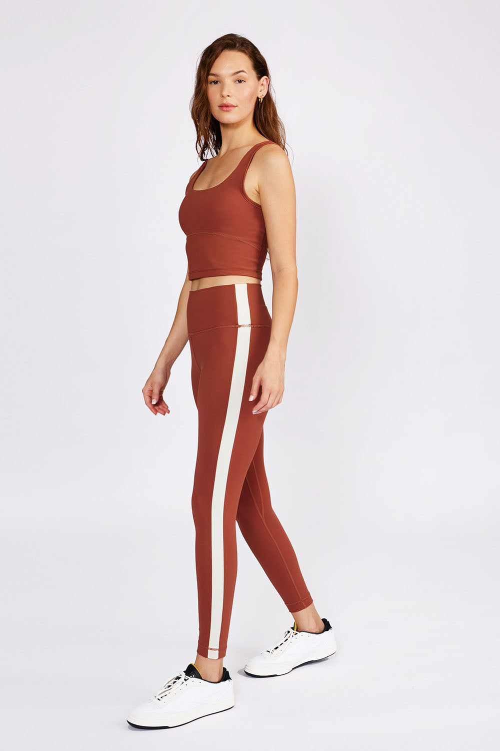Cream Yoga - Hana 7/8 side stripe legging rust