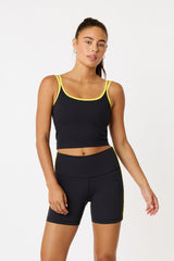Cream Yoga - Hera strap bra top black / lemon