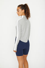 Izzy mock neck long-sleeve top heather gray