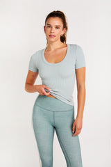 Cream Yoga- Jade ribbed ss top mint