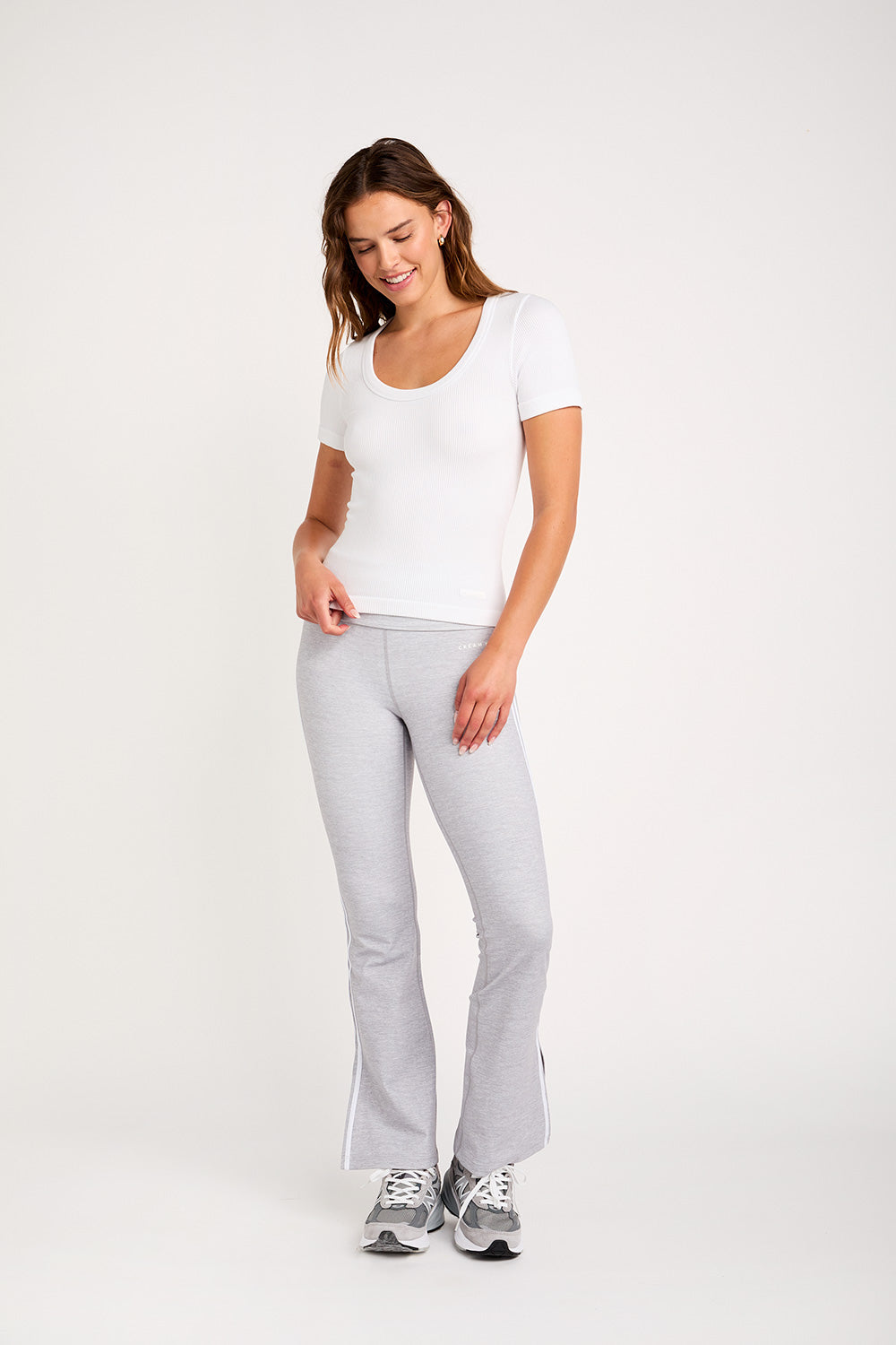 Cream Yoga - Jade ribbed ss top white