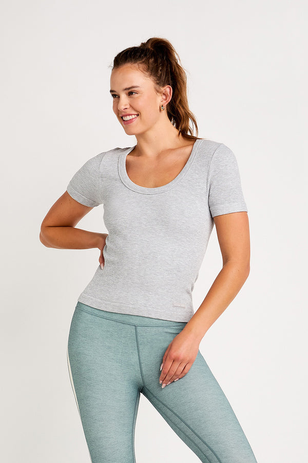 Jade short-sleeve top heather gray