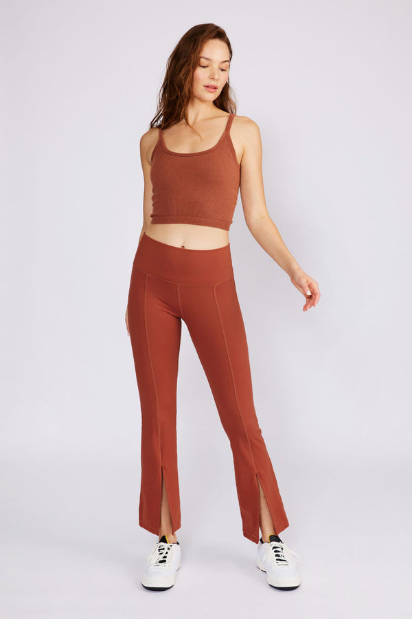 Julia Front-Slit Flare Pants Rust