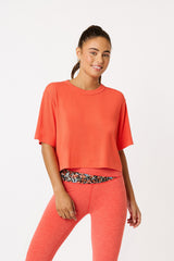 Karen short-sleeve crop tee scarlet
