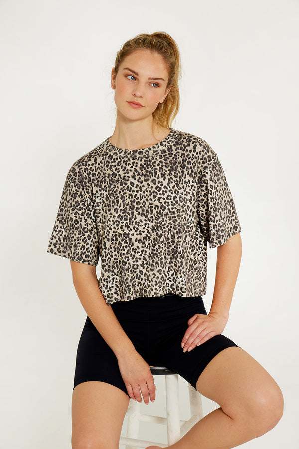 Karen short-sleeve crop tee cheetah