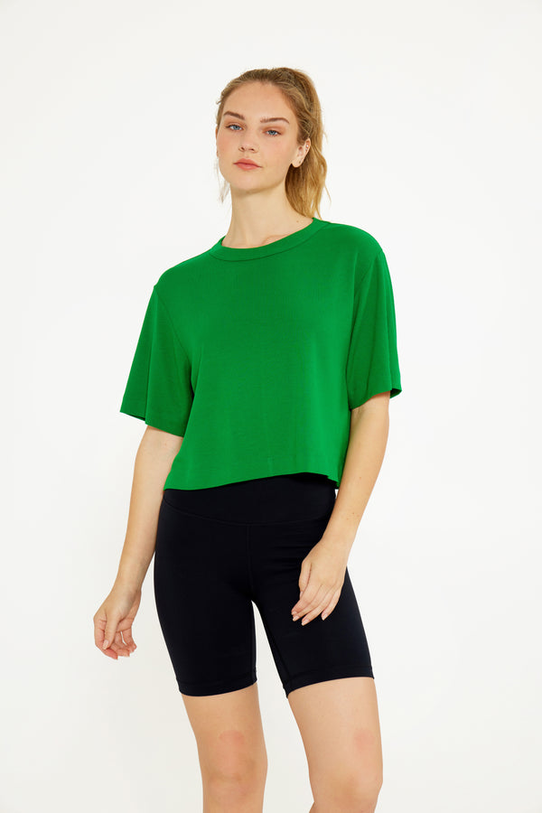 Cream Yoga - Karen short-sleeve crop tee green