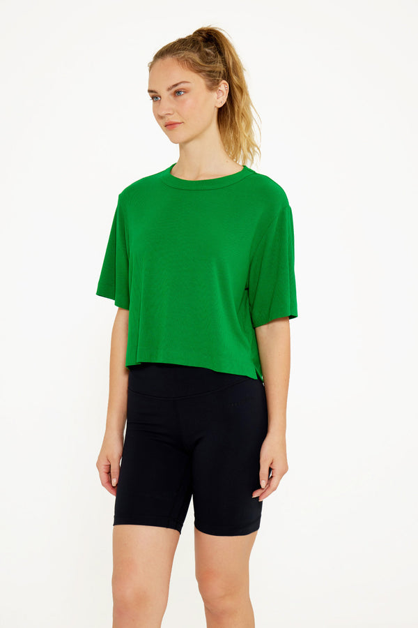 Karen short-sleeve crop tee green