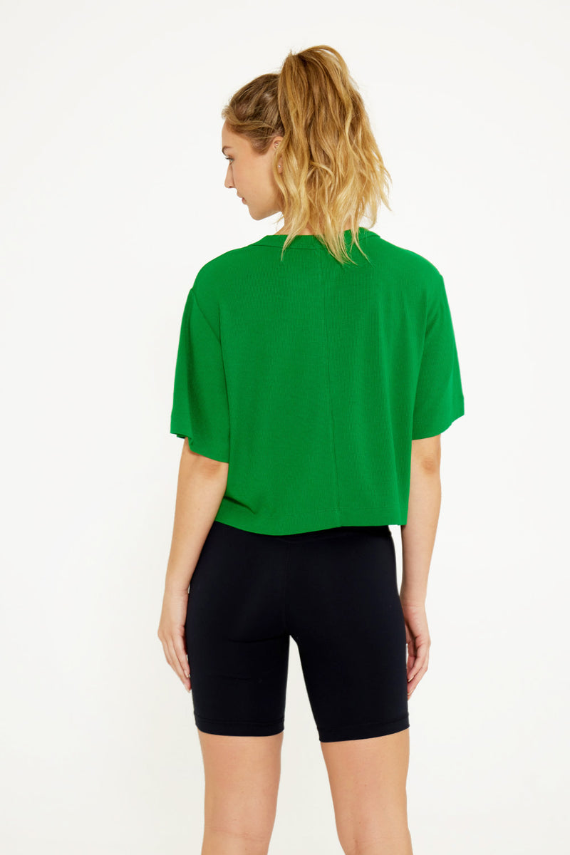 Karen short-sleeve crop tee green