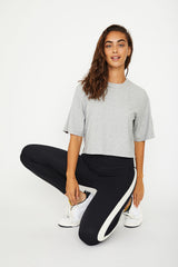 Karen short-sleeve crop tee heather gray