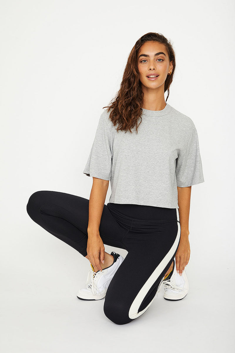 Karen short-sleeve crop tee heather gray