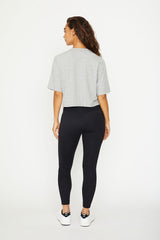 Karen short-sleeve crop tee heather gray