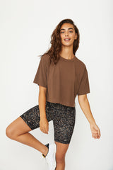 Karen short-sleeve crop tee mocha