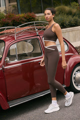 Lena overlap waistband leggings espresso