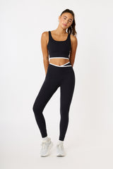 Lena overlap waistband leggings black/white
