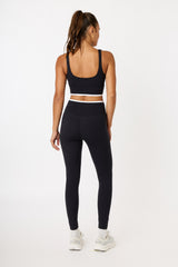 Lena overlap waistband leggings black/white