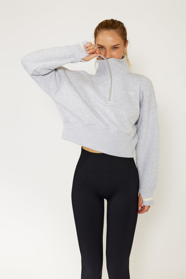 Cream Yoga - Lunar half-zip pullover heather gray