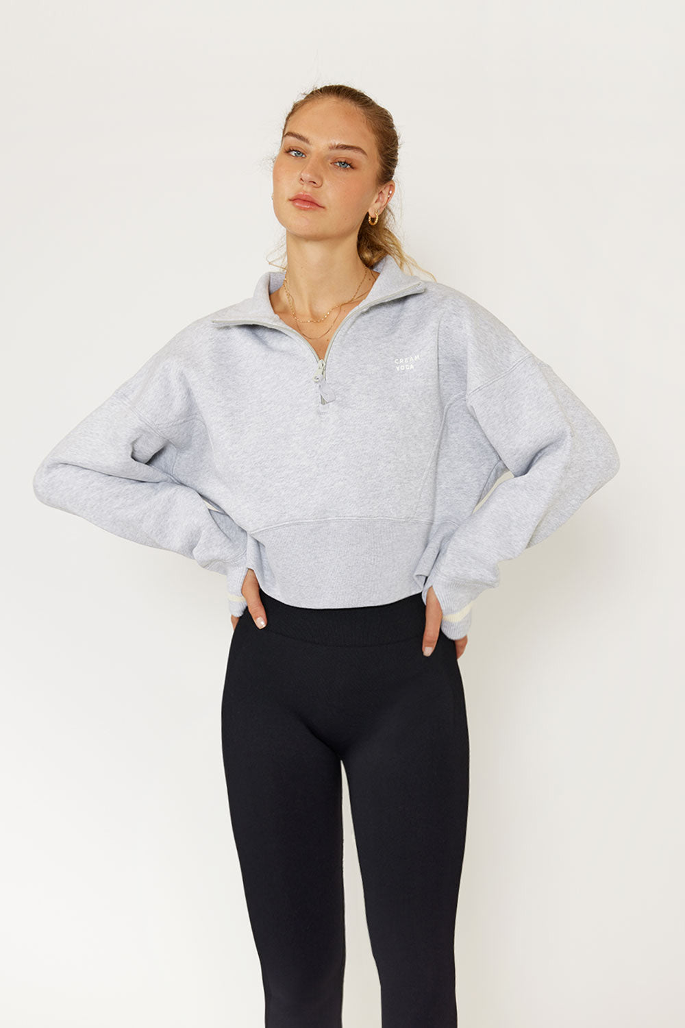 Cream Yoga - Lunar half-zip pullover heather gray