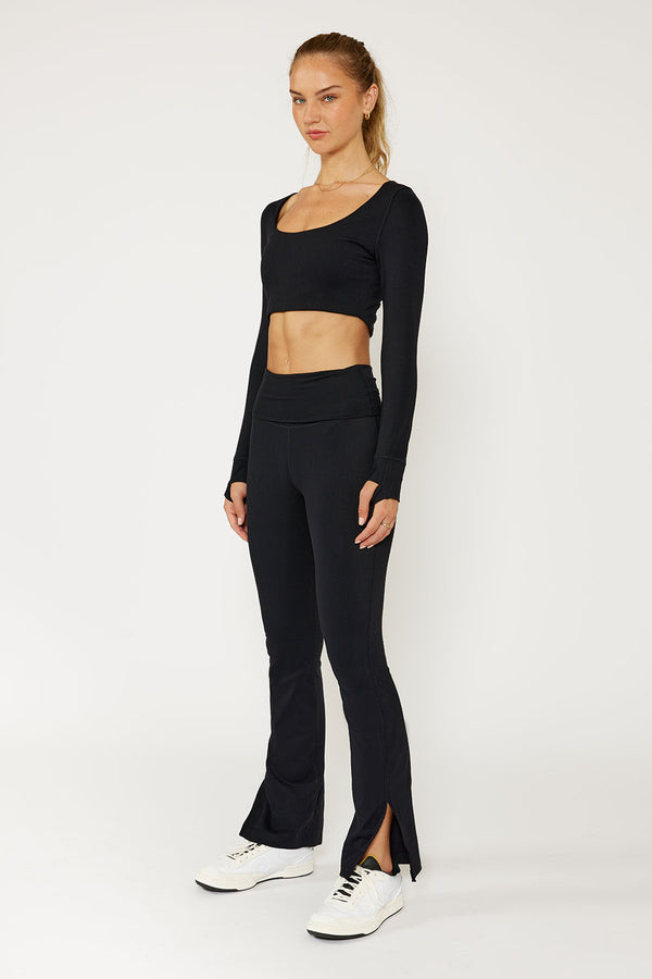 Madison long sleeves crop top black