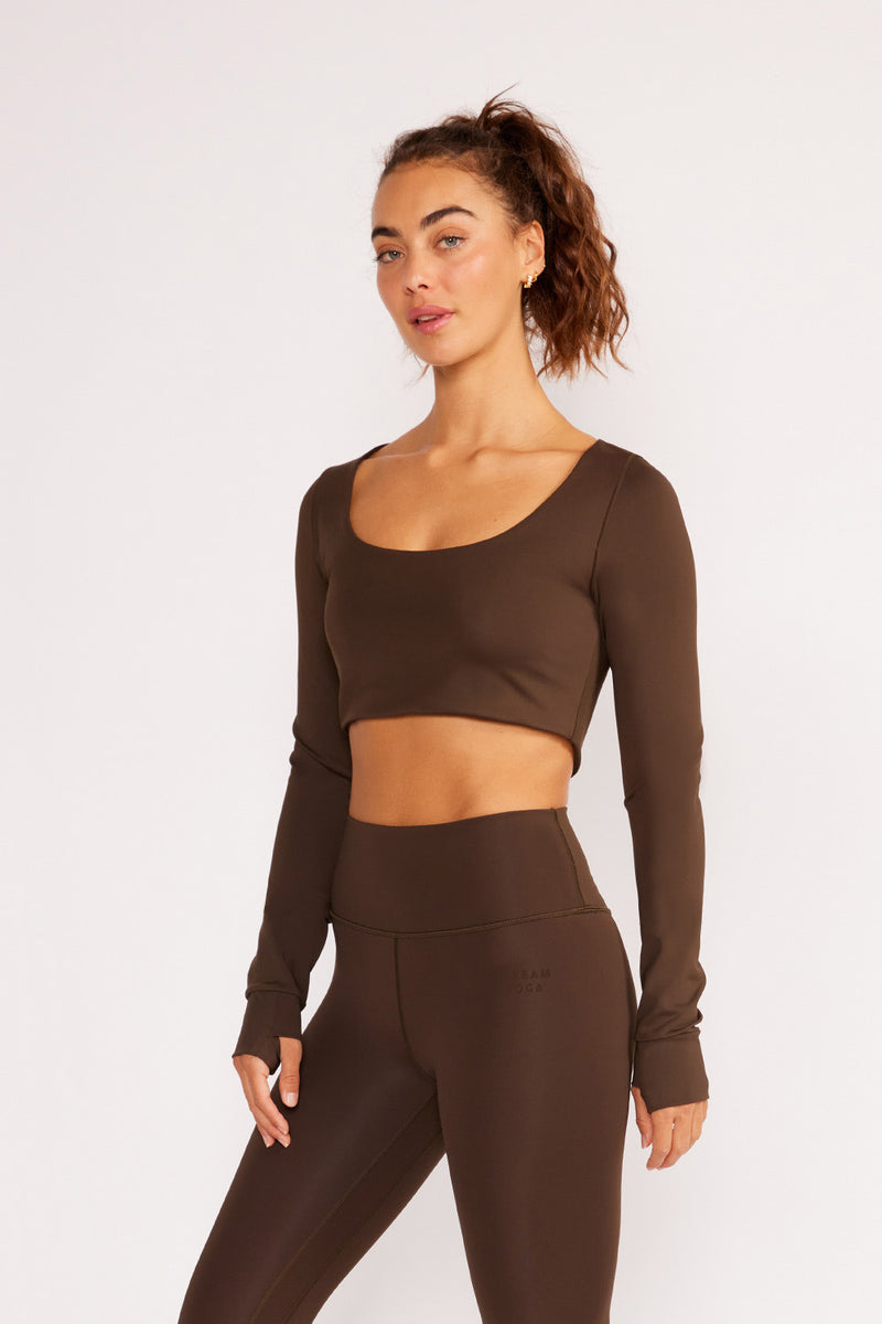 Cream Yoga - Madison long sleeves crop top chocolate