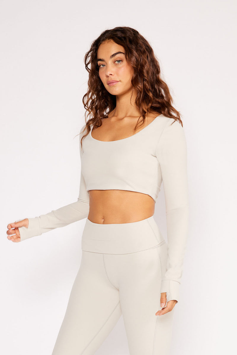 Madison long sleeves crop top beige