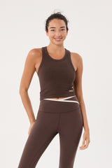 Cream Yoga - mia high neck bra tank espresso