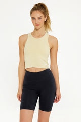 Cream Yoga - Mia high-neck tank bra butter
