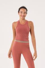 Cream Yoga - Mia high-neck bra tank desert coral